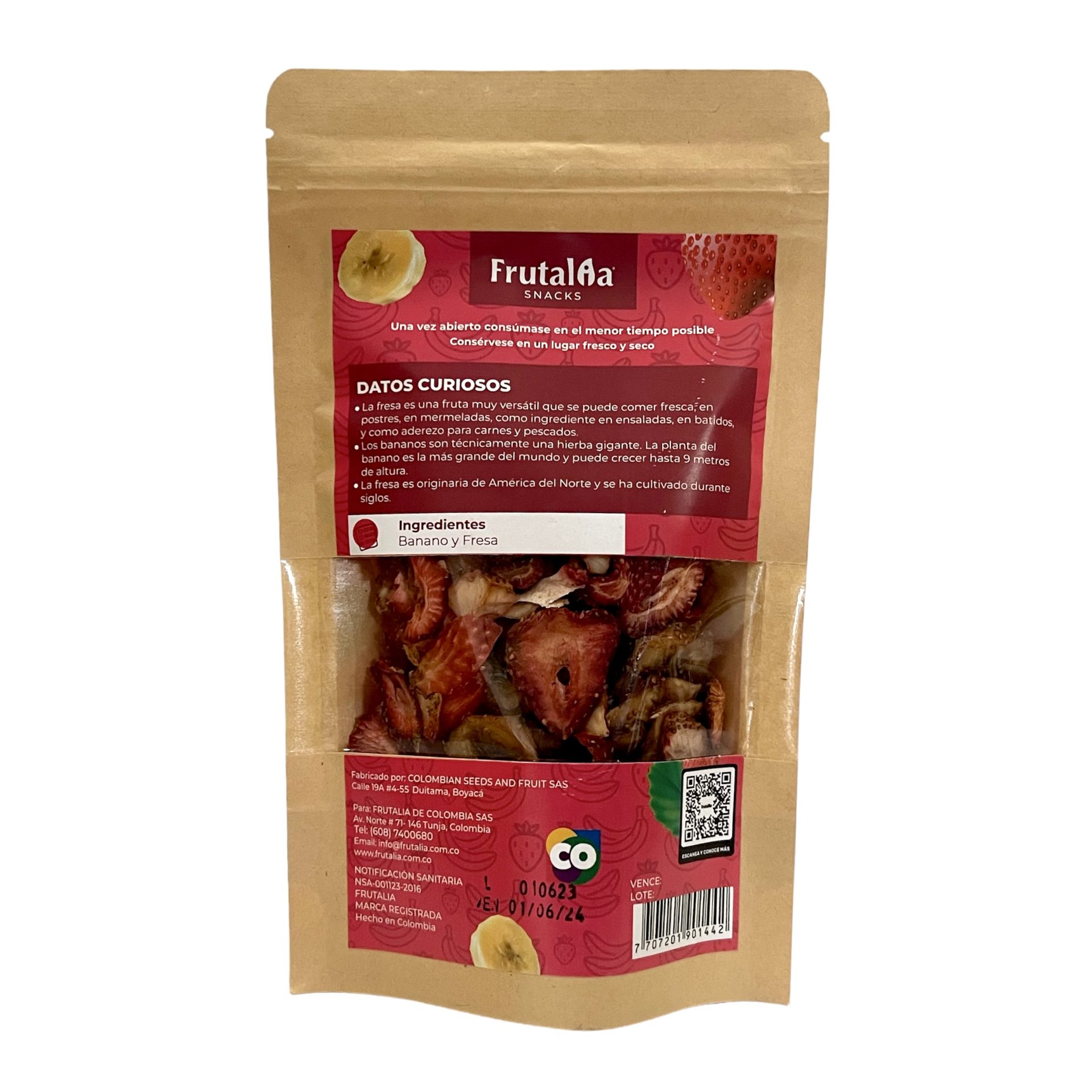 Snack Frutalia Banano & Fresa x50 g - Imagen 2